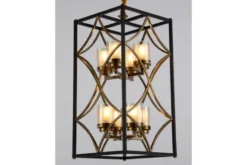Lampadario gabbia di metallo nero e ottone QUADRATO DUO