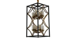 Lampadario gabbia di metallo nero e ottone QUADRATO DUO