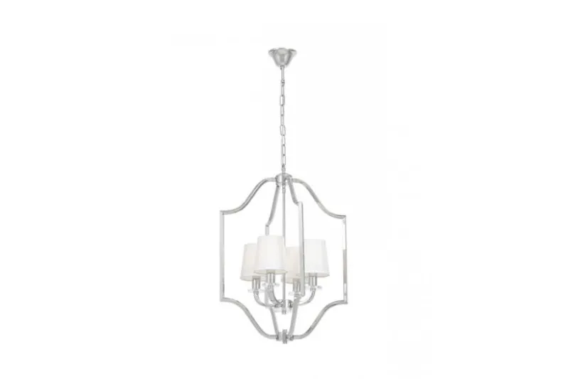 Lampadario moderno bianco e cromato con cristalli ORLANDO W4