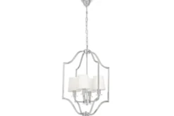 Lampadario moderno bianco e cromato con cristalli ORLANDO W4