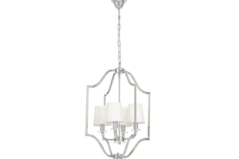 Lampadario moderno bianco e cromato con cristalli ORLANDO W4