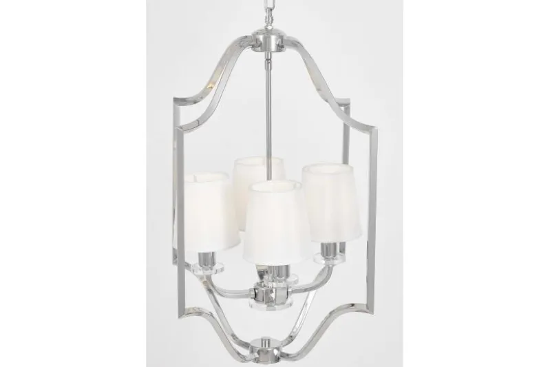 Lampadario moderno bianco e cromato con cristalli ORLANDO W4