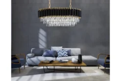 Lampadario moderno cristalli ellittico nero e oro MAZINI PRO