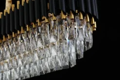 Lampadario moderno cristalli ellittico nero e oro MAZINI PRO