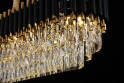 Lampadario moderno cristalli ellittico nero e oro MAZINI PRO