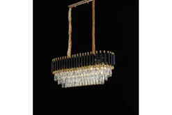 Lampadario moderno cristalli ellittico nero e oro MAZINI PRO