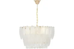 LAMPADARIO MODERNO IN CRISTALLO BIANCO E ORO CAVALINI D50