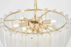 LAMPADARIO MODERNO IN CRISTALLO BIANCO E ORO CAVALINI D50