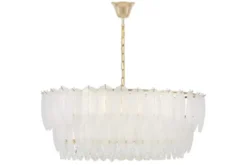 LAMPADARIO MODERNO IN CRISTALLO BIANCO E ORO CAVALINI D80