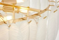 LAMPADARIO MODERNO IN CRISTALLO BIANCO E ORO CAVALINI D60