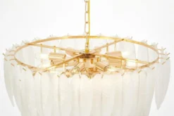 LAMPADARIO MODERNO IN CRISTALLO BIANCO E ORO CAVALINI D60