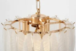 LAMPADARIO MODERNO IN CRISTALLO BIANCO E ORO CAVALINI D30