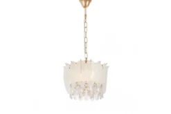 LAMPADARIO MODERNO IN CRISTALLO BIANCO E ORO CAVALINI D30