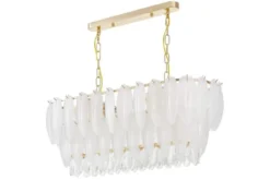 LAMPADARIO MODERNO IN CRISTALLO BIANCO E ORO CAVALINI PRO