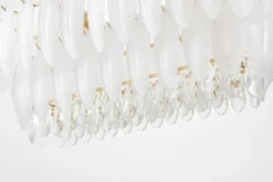 LAMPADARIO MODERNO IN CRISTALLO BIANCO E ORO CAVALINI PRO