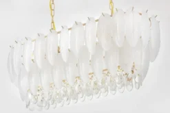 LAMPADARIO MODERNO IN CRISTALLO BIANCO E ORO CAVALINI PRO