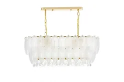 LAMPADARIO MODERNO IN CRISTALLO BIANCO E ORO CAVALINI PRO