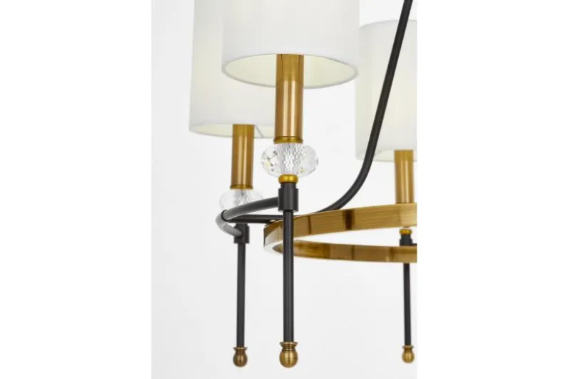 LAMPADARIO MODERNO IN CRISTALLO NERO E OTTONE RODEZIO W6