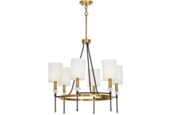 LAMPADARIO MODERNO IN CRISTALLO NERO E OTTONE RODEZIO W6