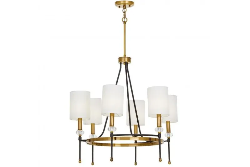 LAMPADARIO MODERNO IN CRISTALLO NERO E OTTONE RODEZIO W6