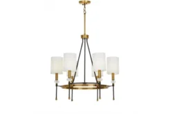LAMPADARIO MODERNO IN CRISTALLO NERO E OTTONE RODEZIO W6
