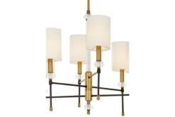 LAMPADARIO MODERNO IN CRISTALLO NERO E OTTONE RODEZIO W6