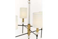 LAMPADARIO MODERNO IN CRISTALLO NERO E OTTONE RODEZIO W6
