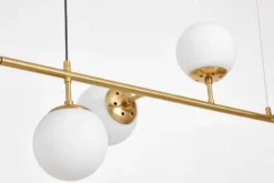 Lampadario moderno ottone 6 sfere bianche CEREDO W6