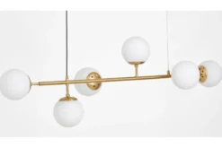 Lampadario moderno ottone 6 sfere bianche CEREDO W6