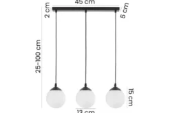 Lampadario pendente nero 3 punti luce a sfera FINO W3