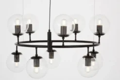 Lampadario rotondo nero con sfere trasparenti CEREDO NEO W10