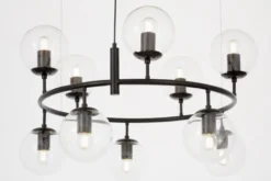 Lampadario rotondo nero con sfere trasparenti CEREDO NEO W10