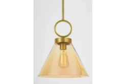 Lampada vetro ambra moderna a sospensione FERMINI