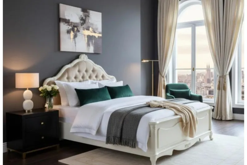 Letto classico alla francese 140 X 200 avorio Bella 905