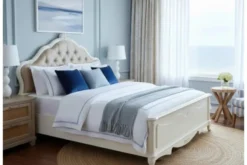 Letto classico con testata imbottita avorio 160 X 200 Bella 905