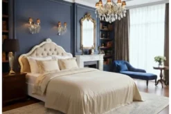 Letto classico con testata imbottita avorio 160 X 200 Bella 905