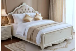 Letto classico con testata imbottita avorio 160 X 200 Bella 905
