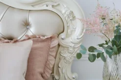 Letto classico imbottito con cornice in legno avorio 180 X 200 BELLA 976