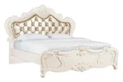 Letto classico imbottito con cornice in legno avorio 180 X 200 BELLA 976