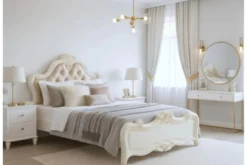Letto classico imbottito una piazza e mezza legno avorio 120 X 200 BELLA 978
