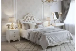 Letto classico imbottito una piazza e mezza legno avorio 120 X 200 BELLA 978
