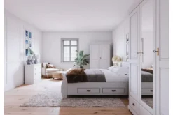 Letto legno massello bianco 140x200 toscano shabby