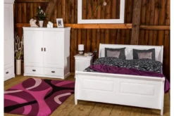 Letto legno massello bianco 140x200 toscano shabby