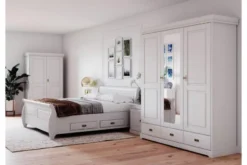 Letto legno massello bianco 140x200 toscano shabby