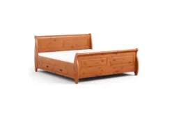 Letto matrimoniale legno massello miele con cassetti 180x200 shabby toscano