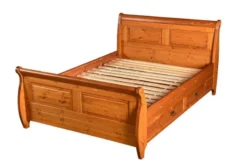 Letto matrimoniale legno massello miele con cassetti 180x200 shabby toscano