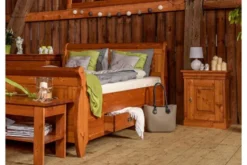 Letto matrimoniale legno massello miele con cassetti 180x200 shabby toscano