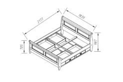 Letto matrimoniale legno massello miele con cassetti 180x200 shabby toscano