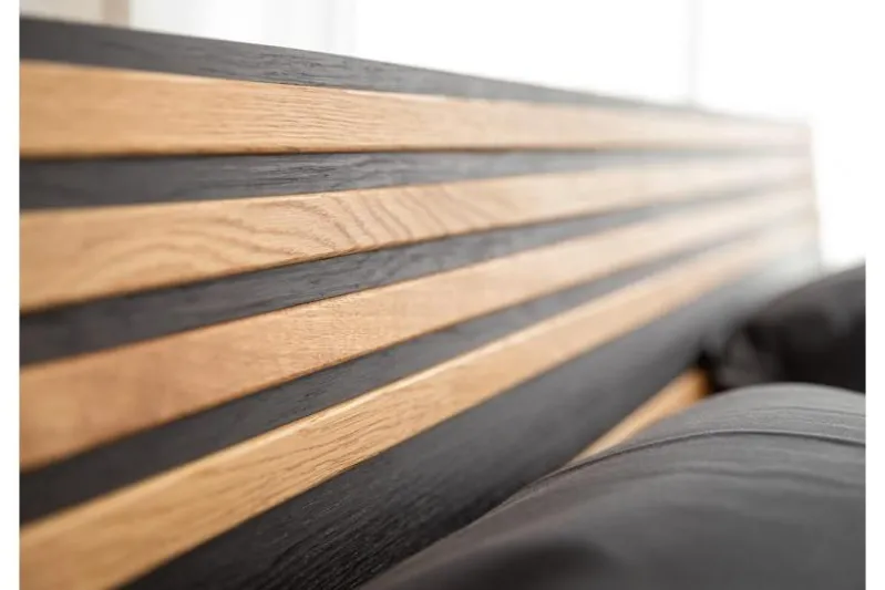 Letto moderno in rovere massello naturale e nero 180 x 200