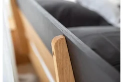 Letto moderno 2 piazze in legno massello naturale e nero 160 x 200